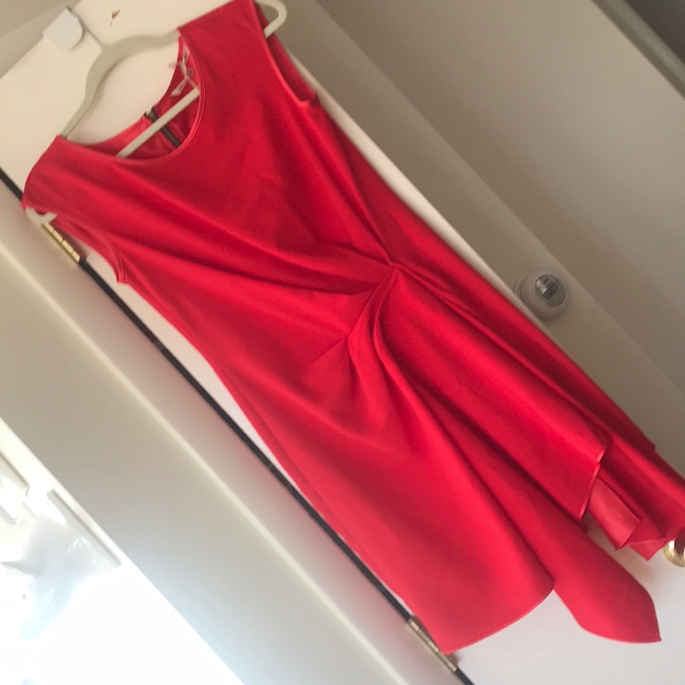 Red dress with black reverse zipper